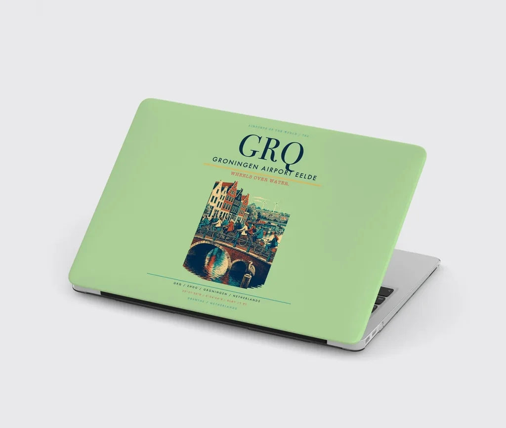 Groningen Airport Eelde (GRQ) design on light green MacBook case
