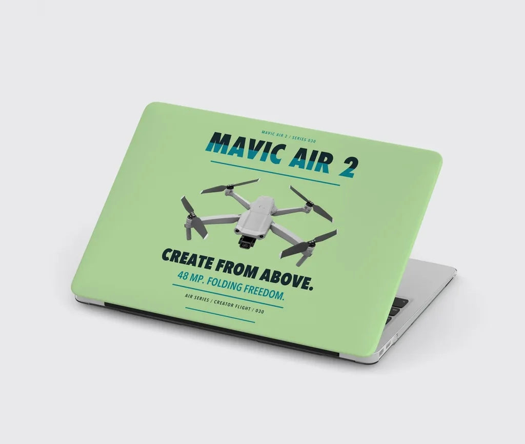 DJI Mavic Air 2 design on light green MacBook case