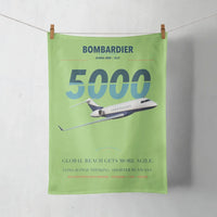 Thumbnail for Bombardier Global 5000 design on light green towel