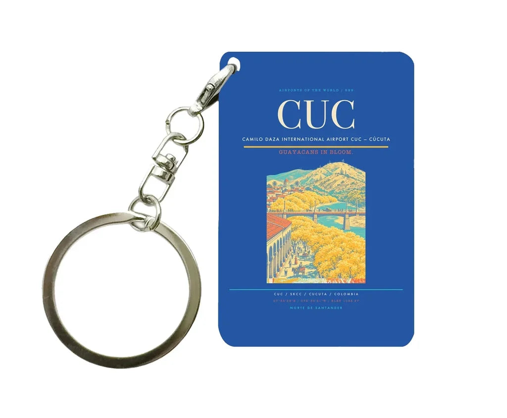 Camilo Daza International Airport (CUC) design on blue key chain
