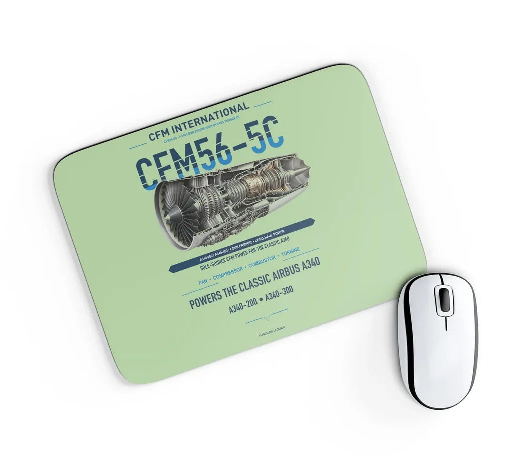 CFM56-5C design on light green rectangle mouse pad