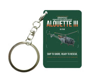 Thumbnail for Aérospatiale SA 316B Alouette III design on dark green designed key chain, double-side print