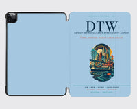 Thumbnail for Detroit Metropolitan Wayne County Airport (DTW) design on light blue ipad tablet case