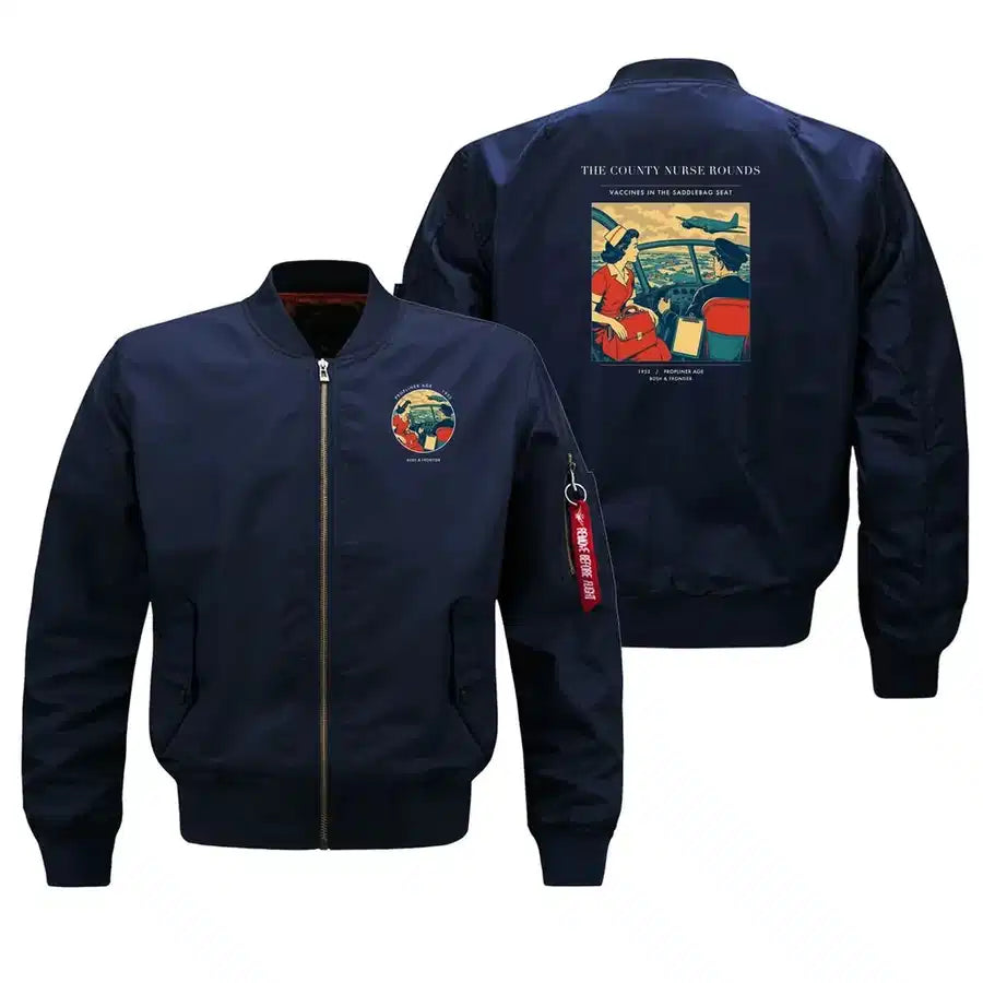 VINTAGE G4481 - The County Nurse Rounds - Bomber Jacket design on blue