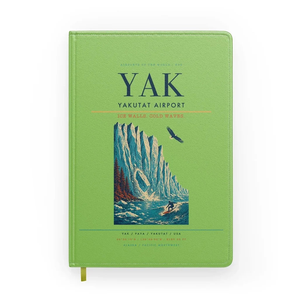 Yakutat Airport (YAK) design on light green notebook