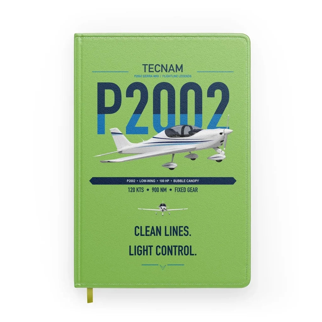 Tecnam P2002 Sierra MkII design on light green notebook