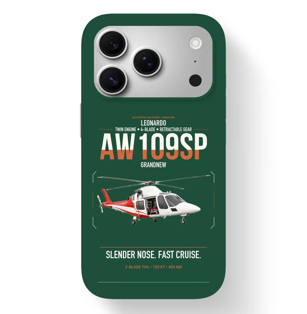 Leonardo AW109SP GrandNew design on dark green magsafe iphone case, for iPhone 17 Pro