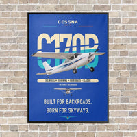 Thumbnail for Cessna 170B vertical canvas print - framed - blue background