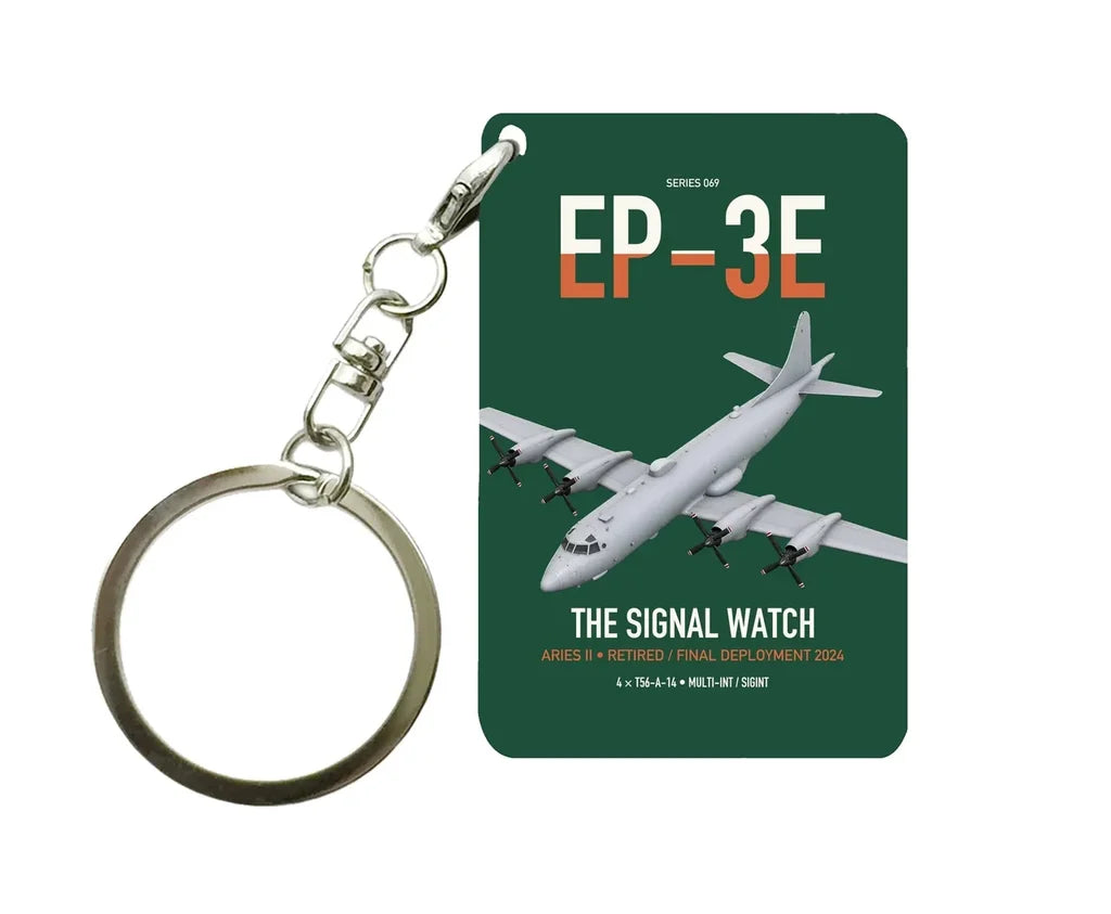 EP-3E ARIES II design on dark green designed key chain, double-side print