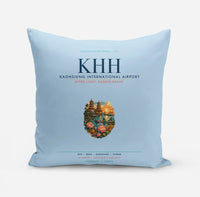Thumbnail for Kaohsiung International Airport (KHH) design on light blue pillow