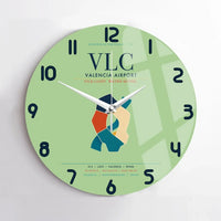 Thumbnail for Valencia Airport (VLC) design on light green no frame wall clock