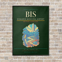 Thumbnail for Bismarck Municipal Airport BIS - Canvas Framed - Dark Green