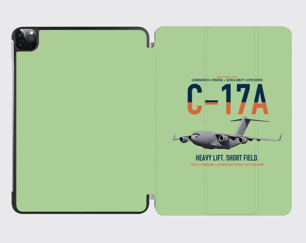 C-17A Globemaster III design on light green ipad tablet case