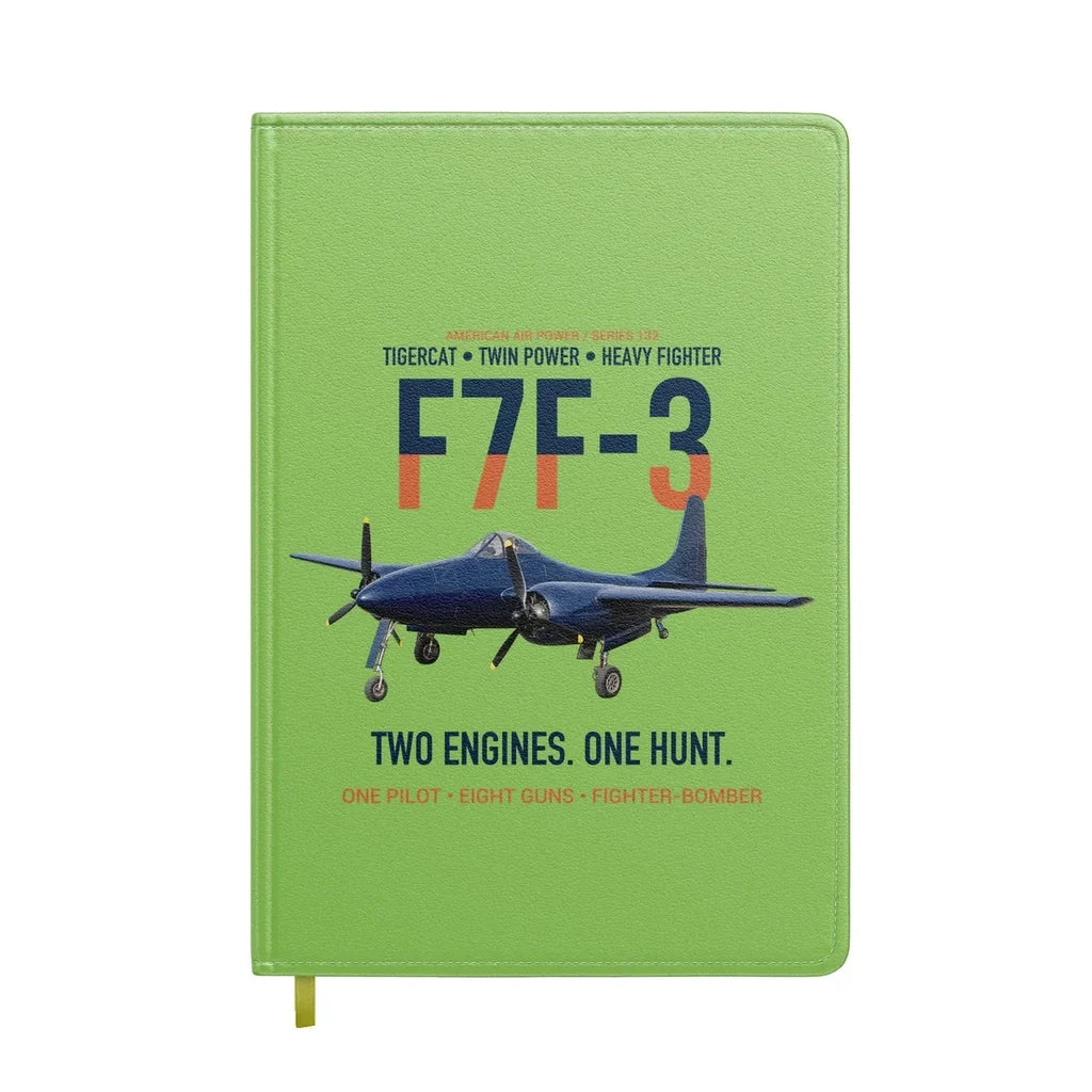F7F-3 Tigercat Two Engines One Hunt design on light green notebook