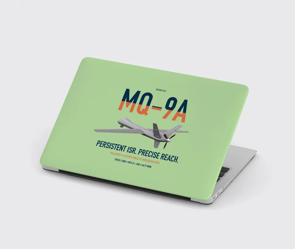 MQ-9A Reaper design on light green MacBook case