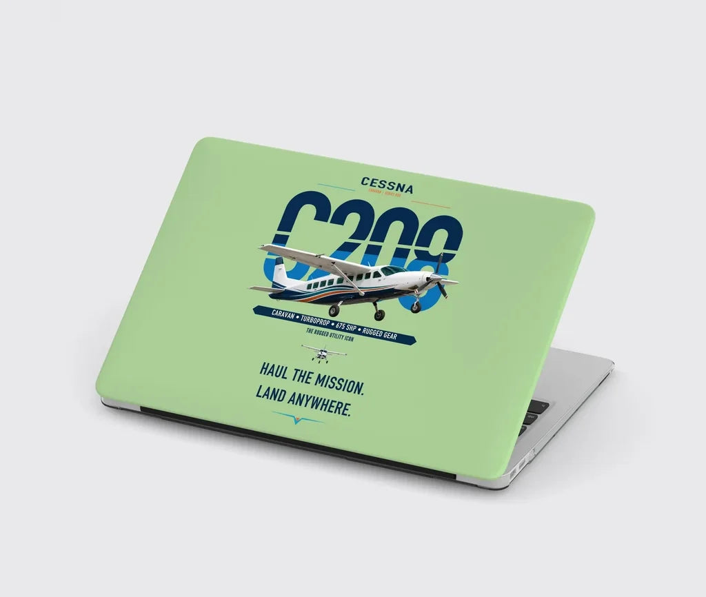 Cessna 208 Caravan design on light green MacBook case
