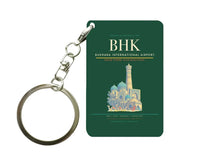Thumbnail for Bukhara International Airport BHK Key Chain design on dark green key chain