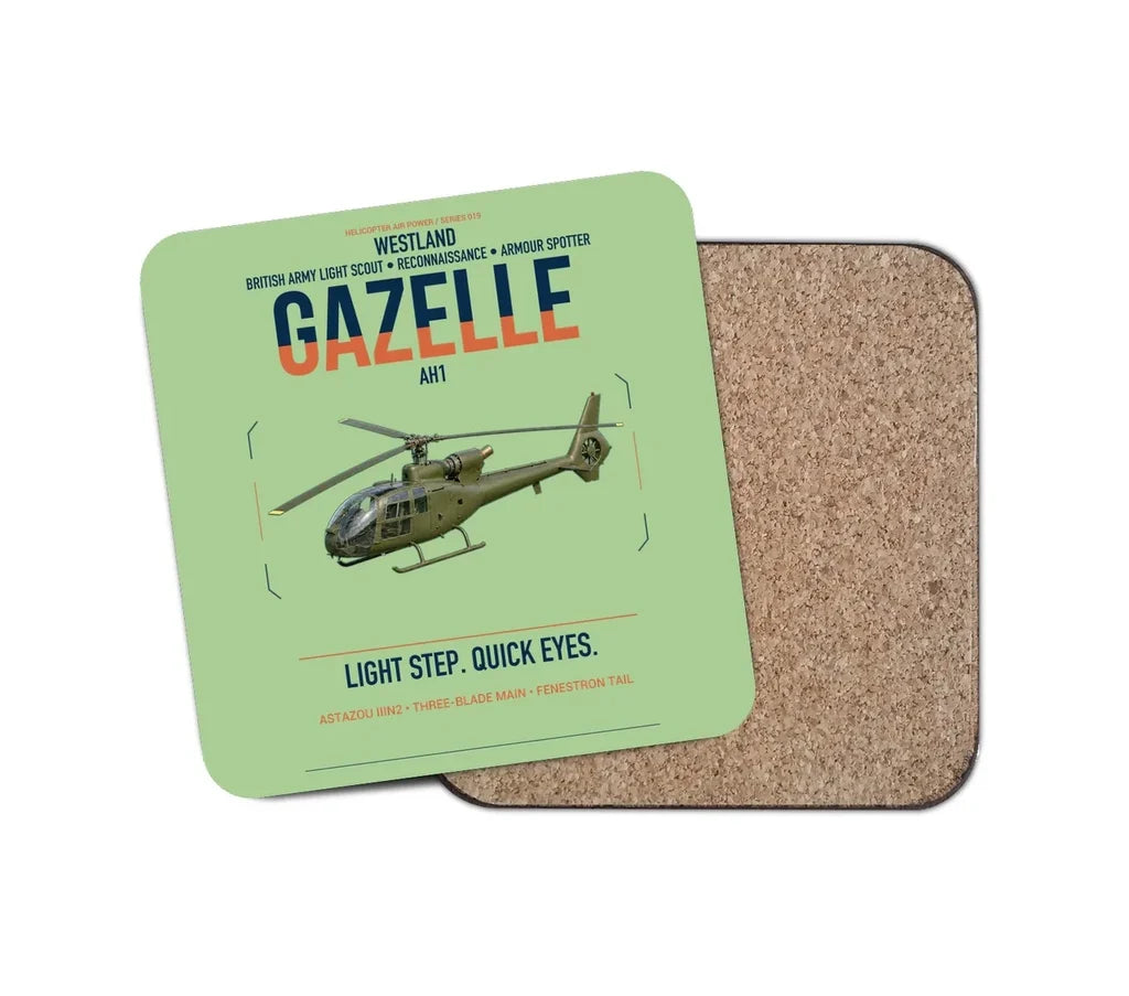Westland Gazelle AH1 design on light green 1 piece coaster
