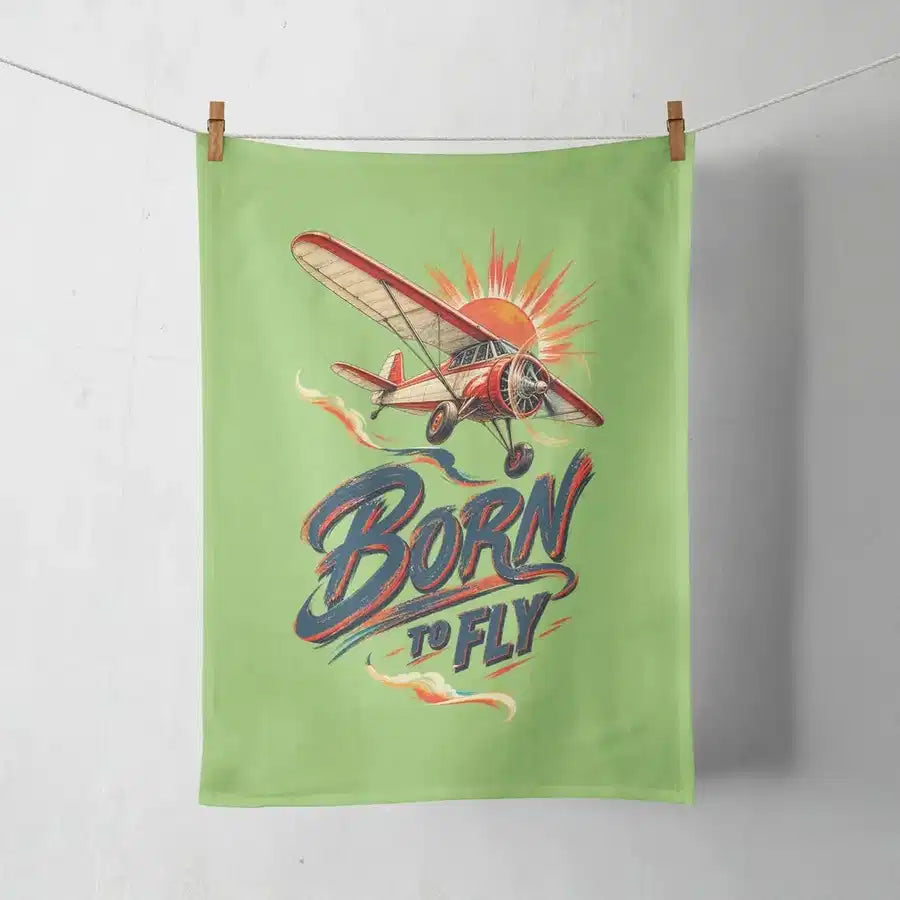 Born To Fly V2 design on light green towel