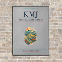Thumbnail for Aso Kumamoto Airport KMJ vertical canvas print - framed - light gray background
