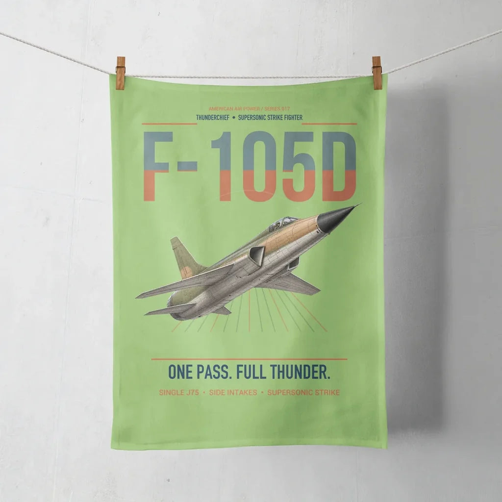F-105D Thunderchief design on light green towel