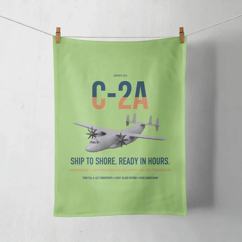 C-2A Greyhound design on light green towel