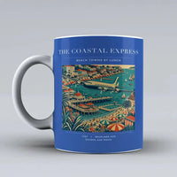 Thumbnail for VINTAGE G4096 - The Coastal Express - Ceramic Mug design on blue
