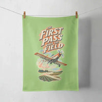Thumbnail for The First Pass Wakes The Field design on light green towel