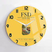 Thumbnail for Sioux Falls Regional Airport Joe Foss Field (FSD) design on yellow no frame wall clock