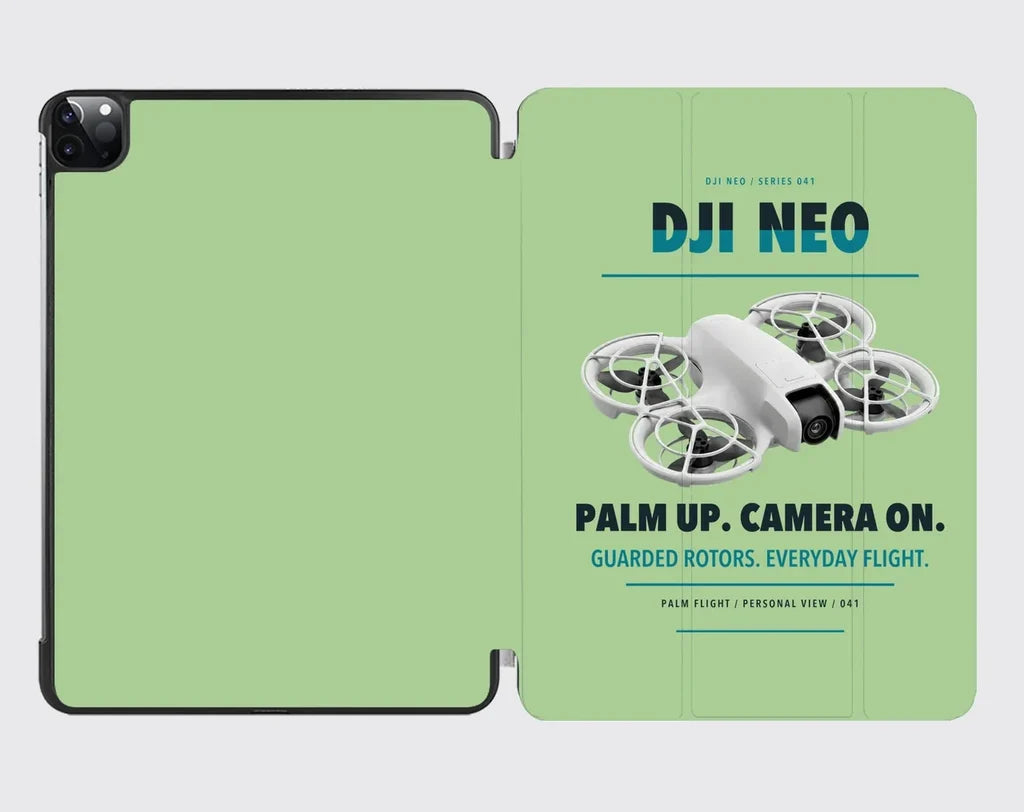 DJI Neo design on light green ipad tablet case