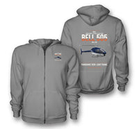 Thumbnail for Bell 505 design on gray premium zipped hoodie, double-side print