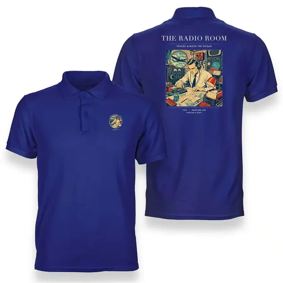 VINTAGE G4106 - The Radio Room - Double-Side Polo T-Shirt design on blue