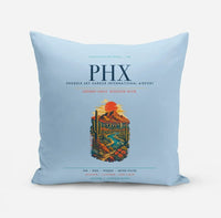 Thumbnail for Phoenix Sky Harbor International Airport (PHX) design on light blue pillow