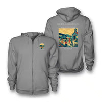Thumbnail for VINTAGE G4392 - The Rural Library Wing - Premium Zipped Hoodie design on gray