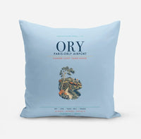 Thumbnail for Paris-Orly Airport (ORY) design on light blue pillow