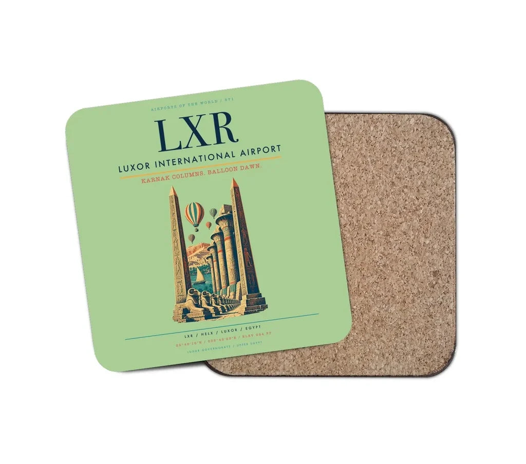 Luxor International Airport (LXR) design on light green 1 piece coaster