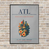 Thumbnail for Hartsfield-Jackson Atlanta International Airport ATL vertical canvas print - framed - light gray background