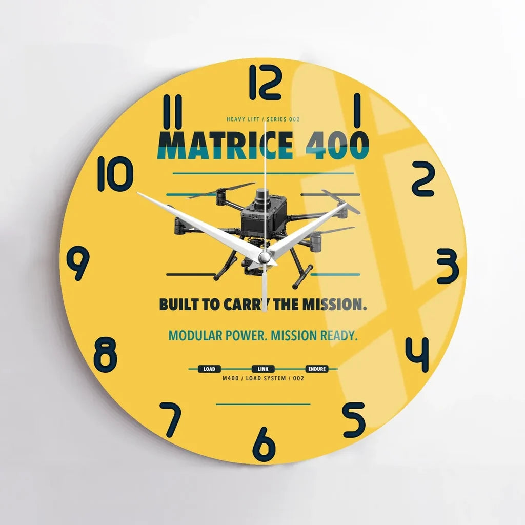 DJI Matrice 400 design on yellow no frame wall clock
