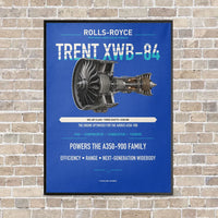 Thumbnail for TRENT XWB-84 vertical canvas print - framed - blue background