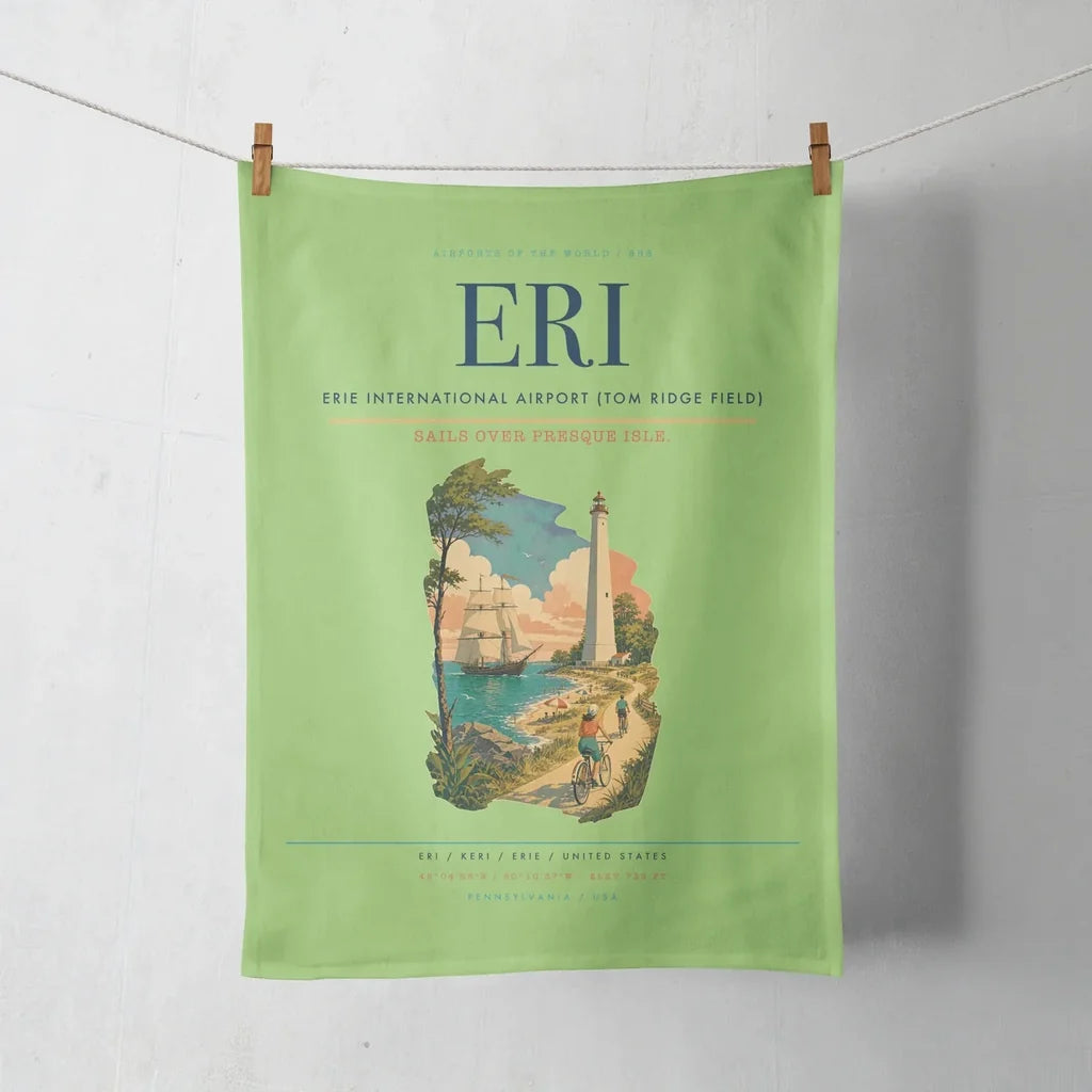 Erie International Airport (Tom Ridge Field) (ERI) design on light green towel