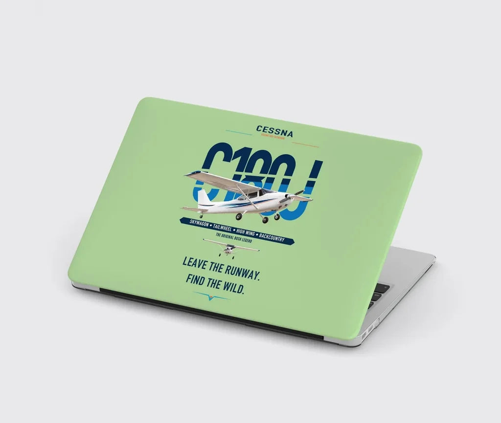 Cessna 180J Skywagon design on light green MacBook case