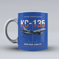 Thumbnail for KC-135 STRATOTANKER design on blue ceramic mug, double-side print