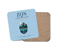 Thumbnail for Queenstown Airport (ZQN) design on light blue 1 piece coaster