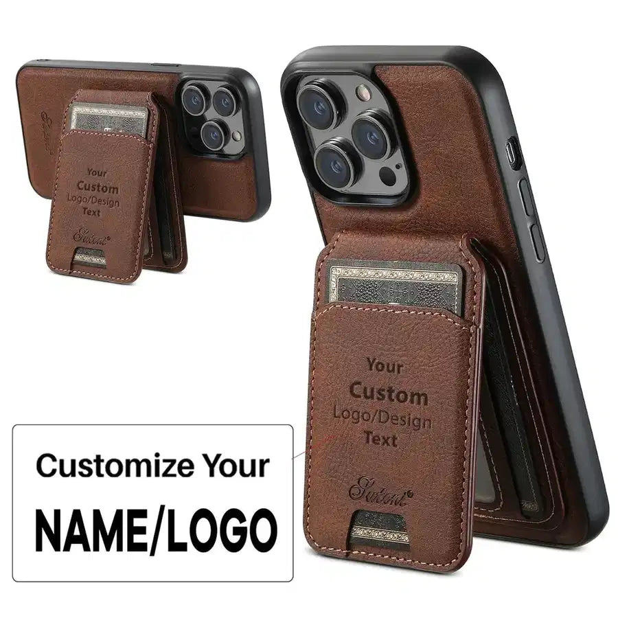 Customisable Design Image Logo Magnetic Leather iPhone Case - view 4