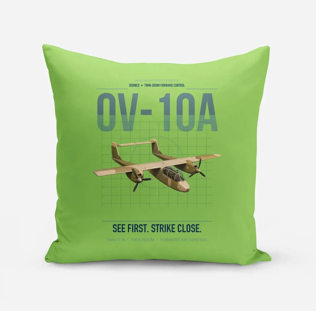 OV-10A Bronco design on light green pillow
