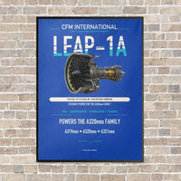 Thumbnail for CFM LEAP-1A vertical canvas print - framed - blue background