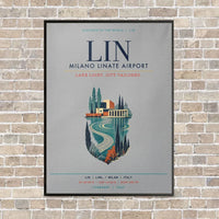 Thumbnail for Milano Linate Airport LIN vertical canvas print - framed - light gray background