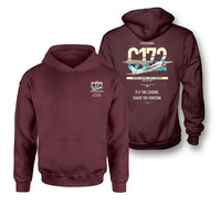 Thumbnail for Cessna 172 Skyhawk design on dark red double-side hoodie, double-side print