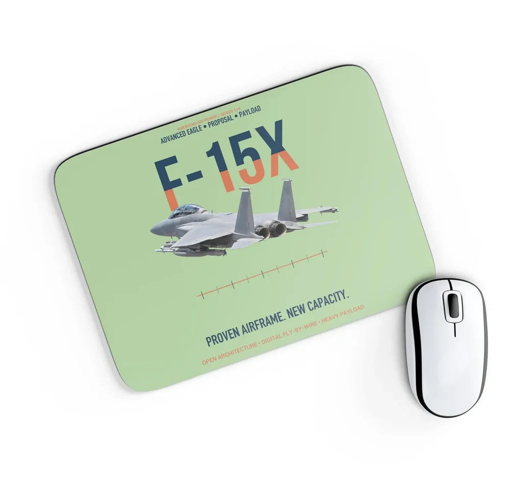 F-15X Advanced Eagle Proposal Proven Airframe New Capacity design on light green rectangle mouse pad