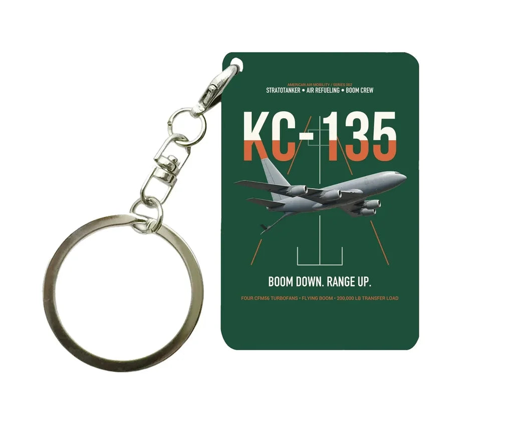 KC-135 STRATOTANKER design on dark green designed key chain, double-side print